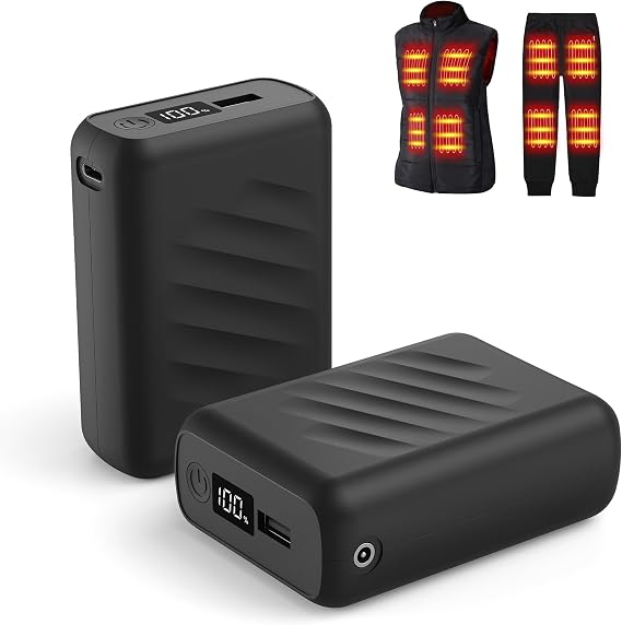 KSFJZF Power Bank for Heated Vest, Jacket, Stadium Seats, Chair Battery Pack, Packet Size Fast Charging Portable Charge for Heated Clothing, Heated Blanket, Coat