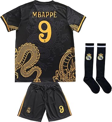 LeenBD Mbappe No #10 Madrid Special Dragoon Edition Kids Soccer Jersey Shirts Football Futbol Socks Set Youth Sizes