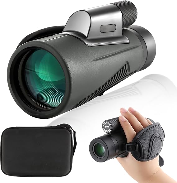 12x50 ED Monocular for Adults, Handheld Telescope with High Power BAK4 Prism & FMC Lens, Waterproof Compact Monocular Included Upgraded Wrist Strap & Bag, for Bird Watching Hiking Concert