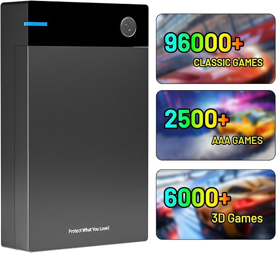 Kinhank 12TB Retro Gaming Hard Drive with 96,000+ Games,External Retro Game Hard Drive with 400+ Emulators,USB 3.0 HDD External Game Drive for PC for Win-7/8/10/11,Gifts for Men