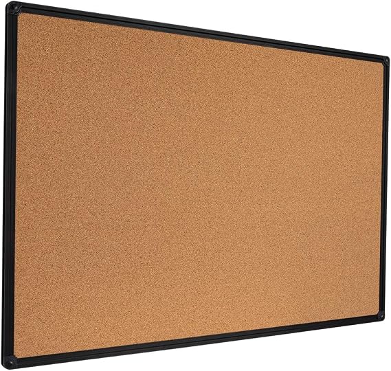 Cork Board Bulletin Board for Wall, 24''x36'', Black Frame, Wall Mounted Decorative Hanging Pin Board, Perfect for Display and Organize in Office, School, Home Decor