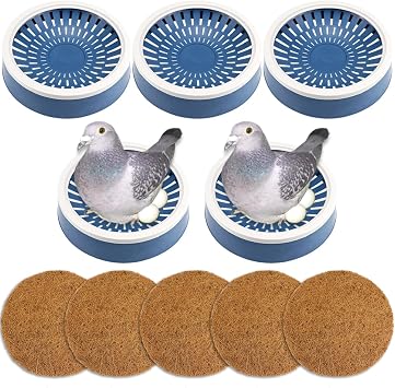 5 Pcs Pigeon Nest Bird Nest Bowls Nest for Pigeons Breeding Hatching (White Side+ Pad), Random