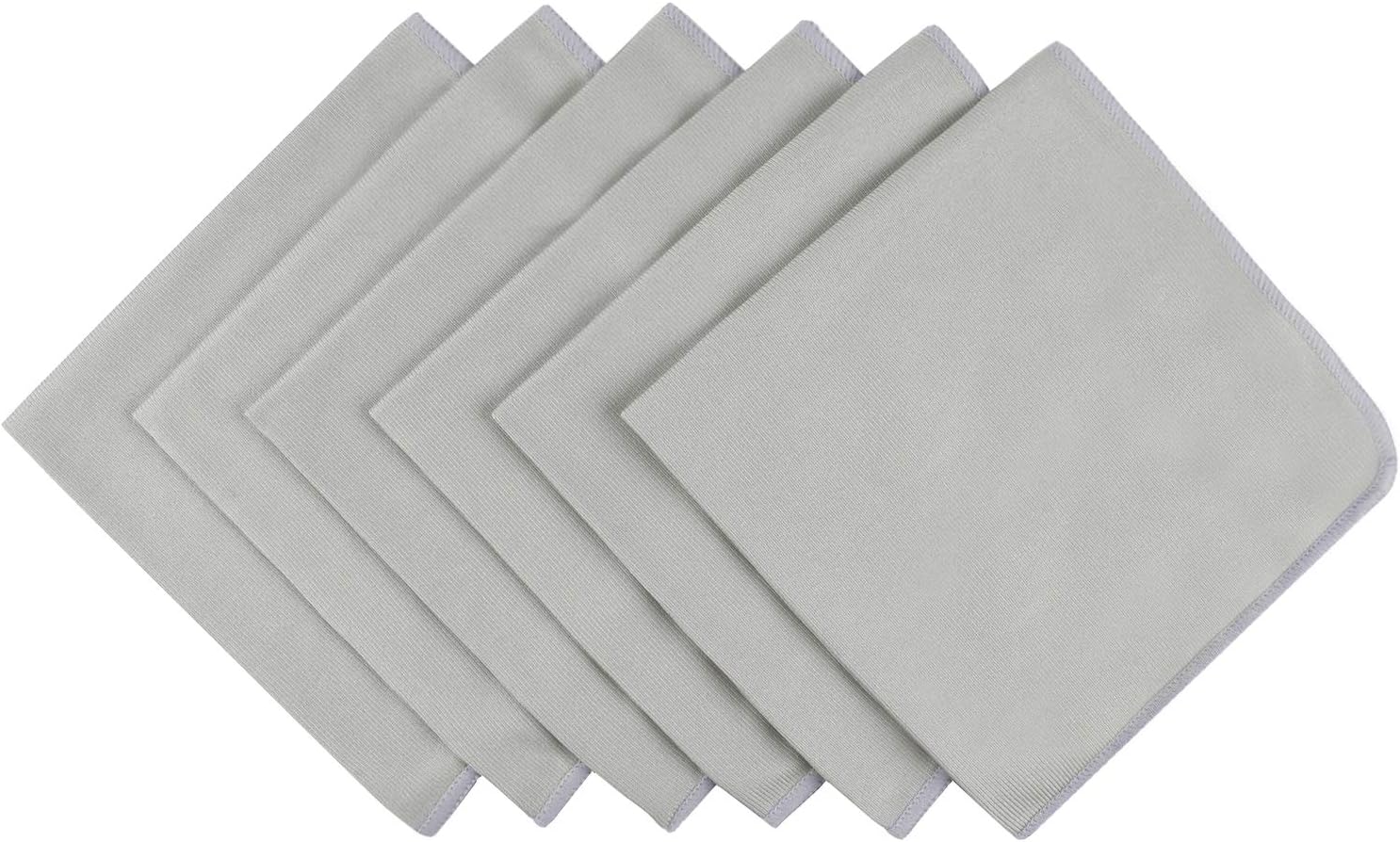 Microfiber Lint Free Rags Glass Window Cleaning Cloths Scratch Free Polishing Cloths for Glassware Dishes Car Stainless Steel Appliances Mirrors Screens Camera Lenses etc 16Inch x 16Inch 6 Pack Grey