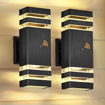 Dusk to Dawn Outdoor Wall Lights, 2 Pack Up and Down Outdoor Lights for House, Waterproof Aluminum Exterior Lighting Fixtures for Porch Garage