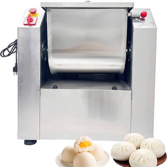 Commercial Dough Mixer Bidirectional Rotation Dough Kneading Machine 55lbs Capacity Mixable Minced Meat 110V Flour Mixing Machine with Emergency Stop Switch for Canteen Restaurant
