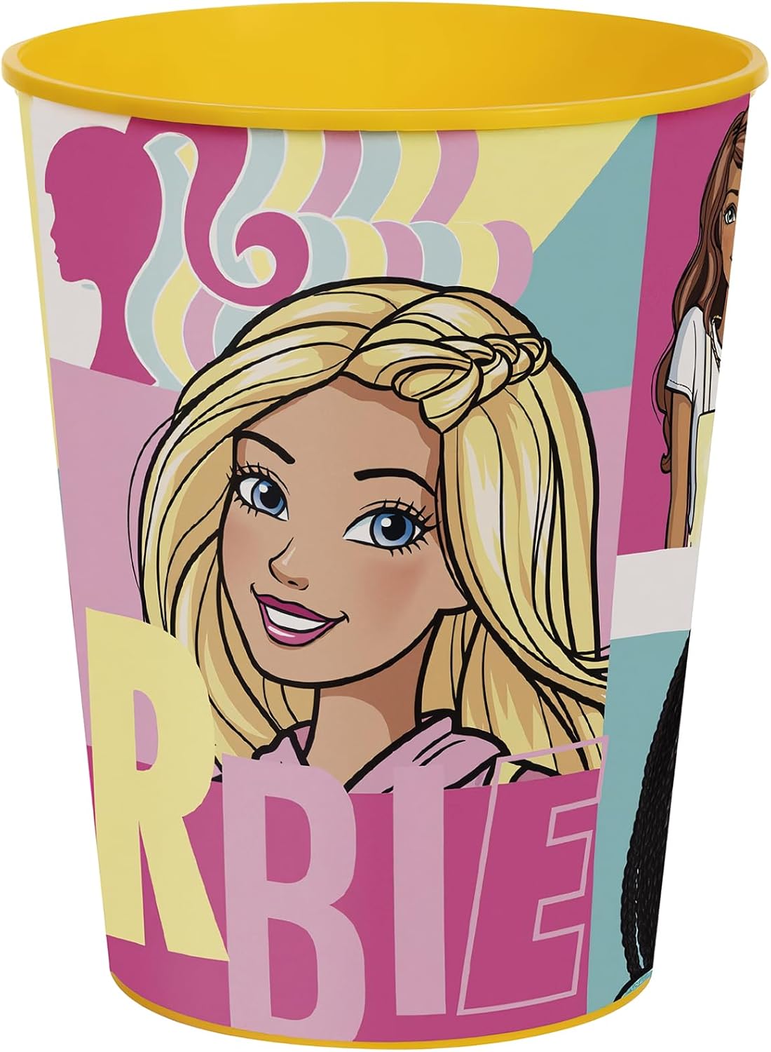 Pink Barbie Design Plastic Stadium Cup, 16 oz. 1 Count - Durable Drinkware, Ideal for Kids Birthdays, Themed Events & Everyday Use