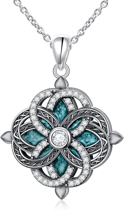 Yearace Witches Knot Necklace 925 Sterling Silver Good Luck Irish Celtic Knot Pendant Necklace for Women Witchy Jewelry Gift