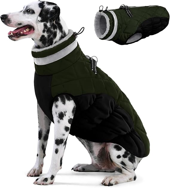AOFITEE Dog Jacket for Large Dogs Warm Dog Winter Coats with Harness