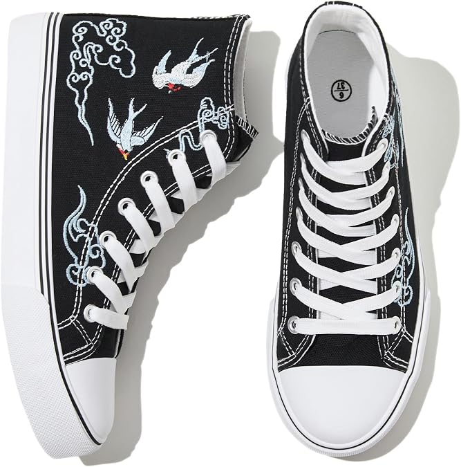 kufeiti Women's High Top Canvas Sneakers Casual Walking Shoes