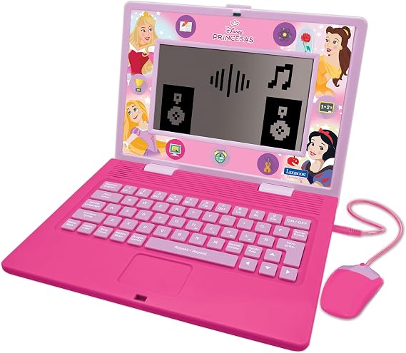 Lexibook, Disney Princess Educational Laptop for Kids, JC599DPi2 | Spanish/English, 170 activities, Large screen, Learning games and music