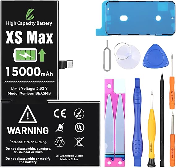 LL TRADER Battery for iPhone Xs Max 15000 mAh High Capacity Replacement Battery for iPhone Xs Max, (A1921A2101A2102A2103A2104) with Full Set Repair Tool Kit 2025 New