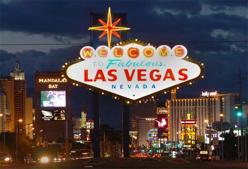 LFEEY 10x8ft Las Vegas Casino Backdrop City Night View Photography Backdrop American Famous Casino Photo Background for Birthday Party Events Studio Props