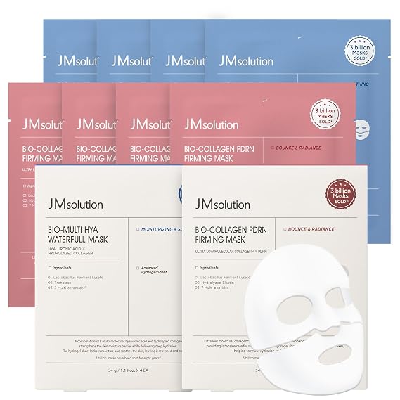 JMsolution Professional Hydrogel Mask Bundle(8 Sheet) Bio Multi Hyaluronic + Collagen PDRN,Deep Hydration & Plumping, Elasticity & Firming | K-Beauty