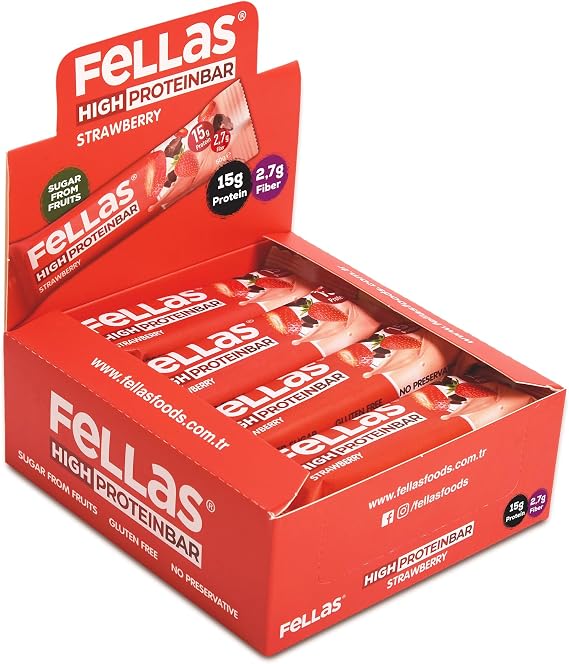 Fellas Strawberry High Protein Bar 45 g x 12 Pieces