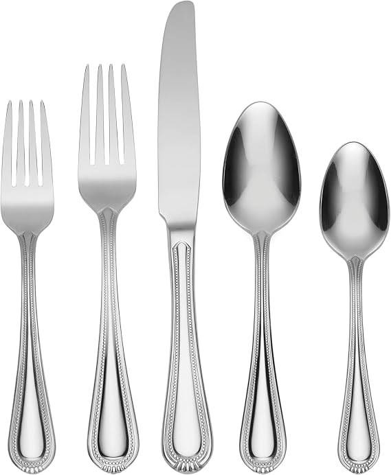 Oneida Countess 20-Piece 18/0 Silverware Set for 4, Flatware | mirror finish, dishwasher safe | includes knives, forks, and spoons | cutlery set for kitchen and dining