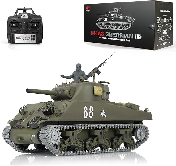 Toucan RC Hobby 2.4G Henglong 1/16 Scale 7.0 Upgraded M4A3 Sherman RTR RC Tank 3898 Metal Tracks