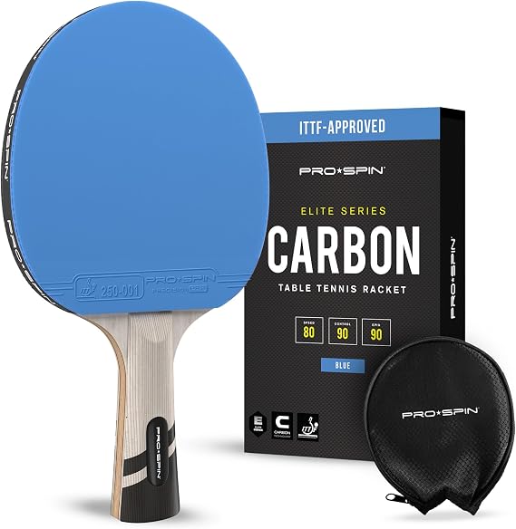 PRO-SPIN Ping Pong Paddles ITTF Approved Professional Table Tennis Rackets with Carbon Fiber for Superior Control | 7-Ply Blade, Premium Rubber, 2.0mm Sponge