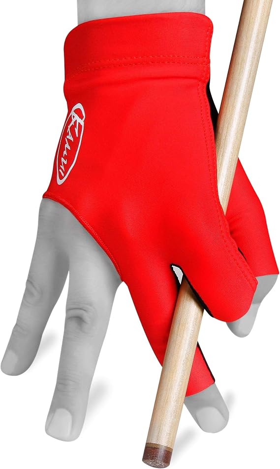 KAMUI Billiard Glove - Quickdry - for Right Hand (Red, X-Small)