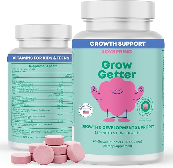 JoySpring Grow Getter Kids and Teen Growth Chewables, 60 Count