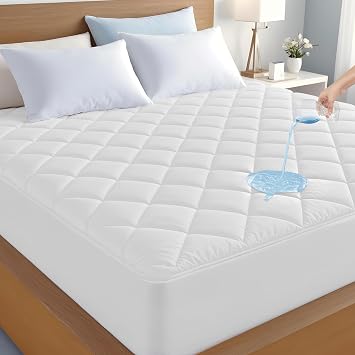 LUX Decor Full Size Mattress Pad - Quilted Elastic Fitted Mattress Cover Protector Upto 16 Inches Deep Pocket - Soft Breathable Noiseless Mattress Topper (54 X 75)