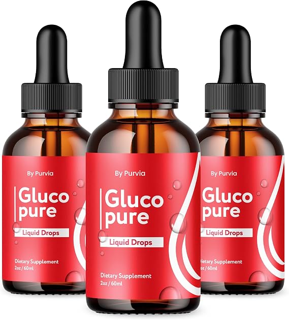 (3 Pack) Gluco Pure Liquid Drops - Gluco Pure Drops for Overall Wellness Support, Gluco Pure Advanced Formula Supplement, GlucoPure Reviews, Glucopure Pro for Maximum Strength Support (3 Bottles)