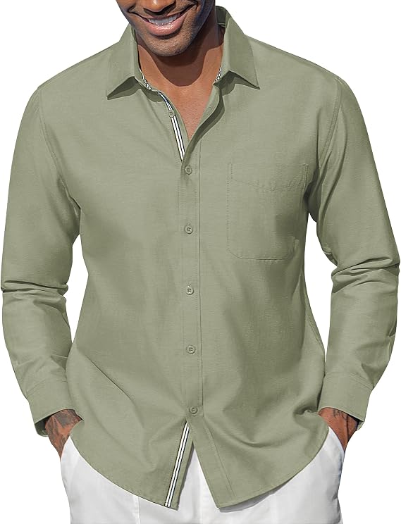 Lion Nardo Oxford Shirts for Mens Long Sleeve Dress Shirts Business Casual Button Down Shirts Untucked Shirts for Men