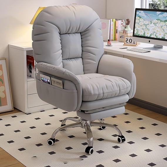 Lazy Sofa Gaming Chair Study Chair Ergonomic Office Chairs Recliner Chair with footres for Bedroom Home Office Desk Chairs Computer Chair Backrest Reclinable Desk Seat for Living Room