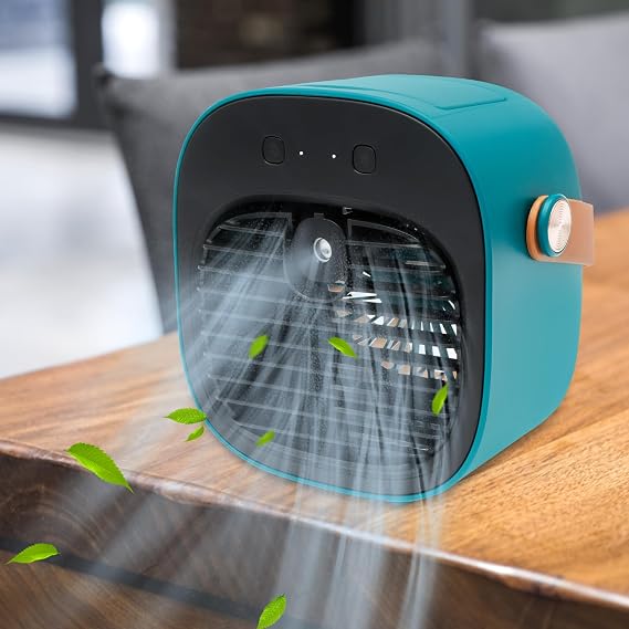 Portable Air Conditioner Cooling Fan, USB Rechargeable Personal Mini Air Conditioner Fan, Portable Air Cooler Fan for Office, Home, Bedroom, Car, Camping, Travel (Green)