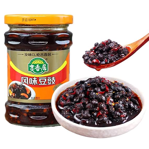 SXET Femented Black Bean Sauce, Sichuan Douchi, Delicious Fermented Black Bean Paste, Black Bean Hot Chili Sauce for Condiment 9.8oz/280g ( pack of 1), 1.0 Ounce