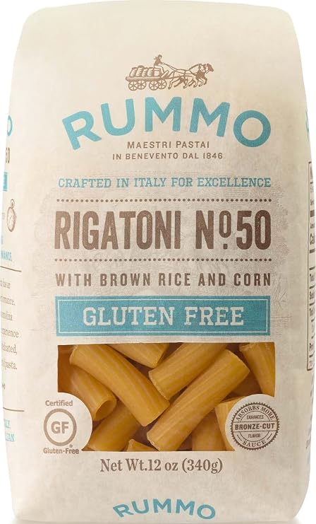 Rummo Gluten Free Rigatoni N.50 - Gluten Free Pasta, Made with Corn & Rice, Rigatoni Pasta Noodles, Pasta from Italy - 12 Ounce (Pack of 1)