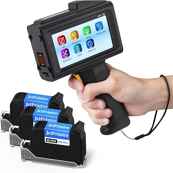 JC01 Handheld Inkjet Printer with 3 Fast Dry Black Ink