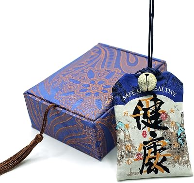 Handmade Lucky Charm Blessing Amulet for Health Fortune Wealth Love Career Good Luck Charm Bags Traditional Japanese Feng Shui Decor Blue