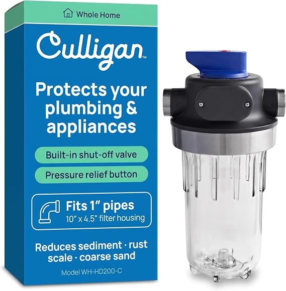 Culligan WH-HD200-C Whole House Water Filter System 1 Inlet/Outlet, Filter Sold Separately Improve Tap Water Taste, Removes Sediment, Protects Appliances