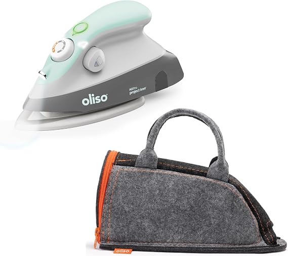 Oliso M3Pro Project Steam Iron with Solemate (Aqua) & Oliso Carry Bag for Mini Irons