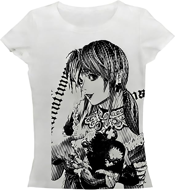 Graphic Tees Y2k Baby Tee Teens 2000s Vintage T Shirts Emo Grunge Printed Summer Crop Tops 2024