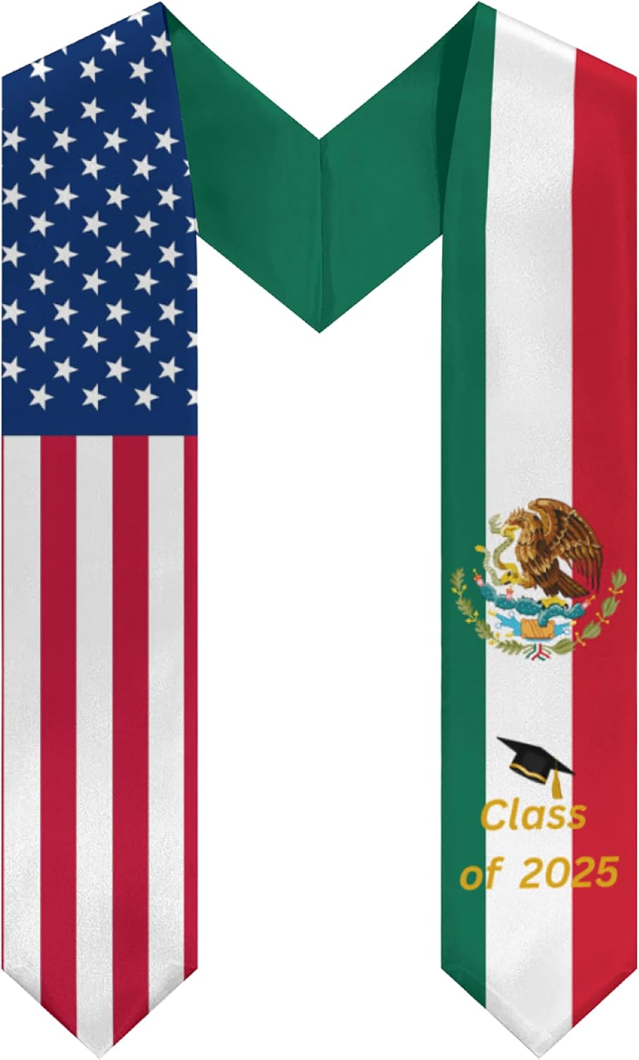 Country Flag Graduation Stole Class of 2025 V Shape Graduation Sash for High School & College Graduates