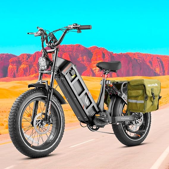 eAhora Juliet Long Range Ebike - [2025] 2000W/1200W 31-34MPH 52V 60Ah 200Mile Electric Bike for Adults, 20'' Fat Tire Fast Electric Mountain Bike Full Suspension E-Bike for Delivery Commuting