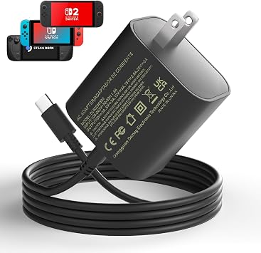 60w Charger Compatible with Steam Deck/Nintendo Switch 22025 Charger Power Adapter, Compatible for Switch,2,Lite,OLED,TV Dock,Steam Deck Chargers 20V/3A Power Cord with 6FT