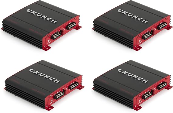 Crunch PX-1000.2 2 Channel 1000 Watt Amp A/B Class Stereo Car Audio Amplifier (4 Pack)