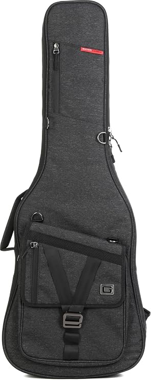 Gator Cases Transit Series Lightweight Electric Guitar Gig Bag with Back Pack Straps and Rubberized Base, Charcoal Black Exterior (GT-ELECTRIC-BLK)