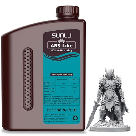 SUNLU Upgraded 2KG ABS Like Resin with Enhanced Strength and Toughness, High Compatibility 3D Printer Resin, 2000G Grey