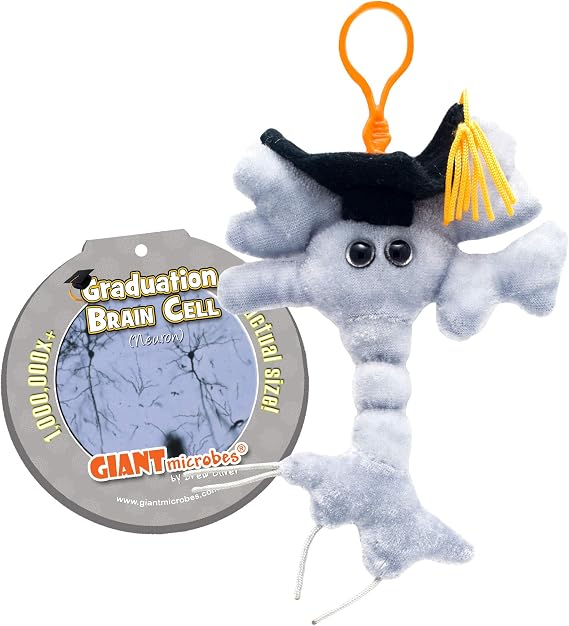 GIANTmicrobes Graduation Brain Cell Keychain, Graduation Plush, Graduation Stuffed Animal 2025, Nurse Graduation Gift, Medical School Graduation Gifts, Graduation Keychain 2025, Bag Charms