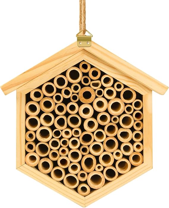 vensovo Mason Bee House - Natural Bamboo Bee Habitat Hotel for Carpenter, Pollinating, Leaf Cutter Bees