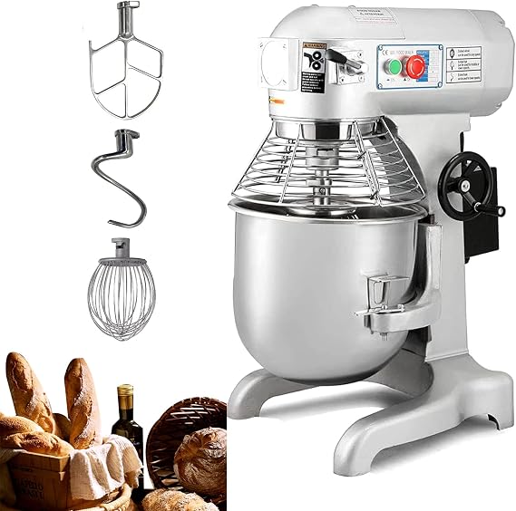 Commercial Food Mixer Stand Mixer 11QT Dough Kneading Machine 3 Speeds Adjustable with 304 Stainless Steel Bowl, Dough Hooks, Whisk Beater 110V