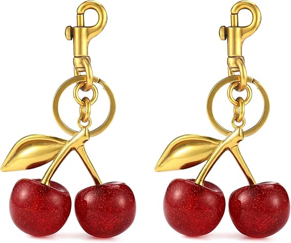 MINKARS Cherry Bag Charm, Cherry Keychain Accessory Purse Charm