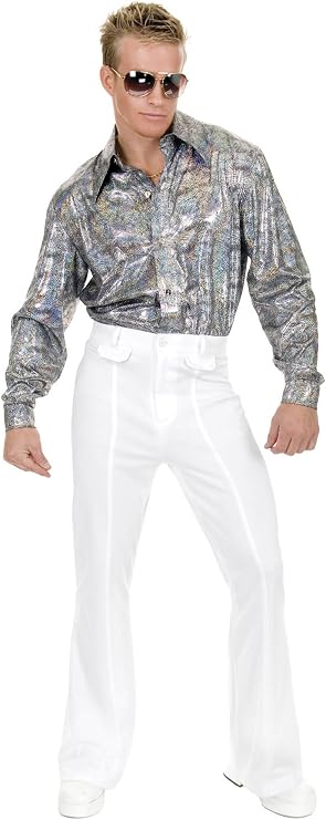 Charades Men's Disco Pant Costume Bottoms, White, W-46