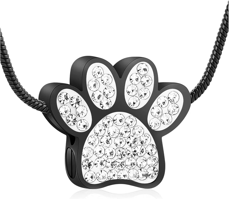 Hearbeingt Pet Cremation Jewelry Paw Print Urn Necklace for Ashes