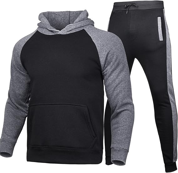 Men's Tracksuit 2 Piece Hoodie Sweatsuit Sets Casual Jogging Athletic Suits Long Sleeve Slim Fit Workout Tops
