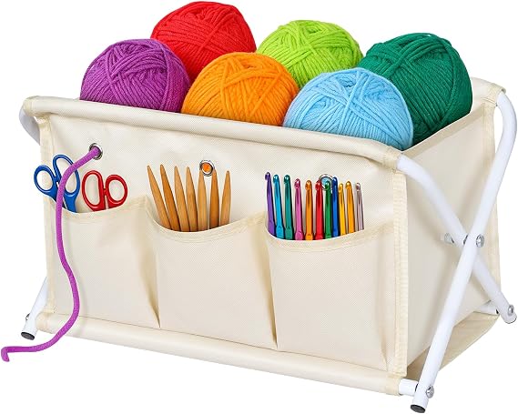KEEGH Yarn Storage Organizer, Installation-Free Yarn Caddy with 3 Pockets