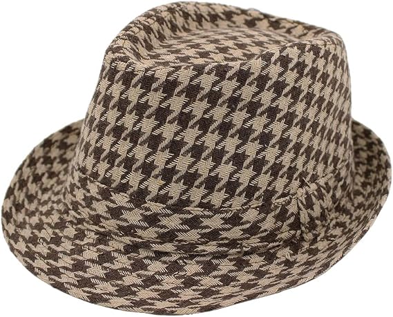 Unisex Classic Houndstooth Fedora Hat Available